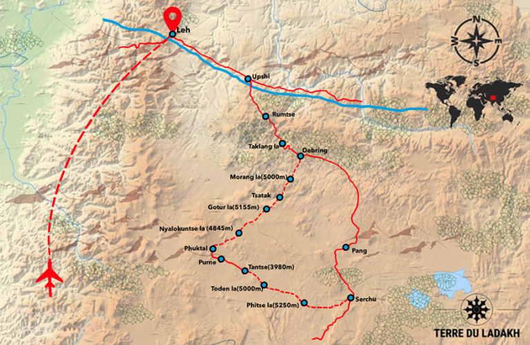 Carte Trek du Zanskar au Changthang